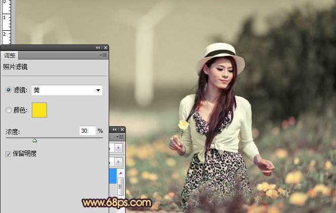 ‘Photoshop将外景美女图片调成漂亮的暖褐色‘