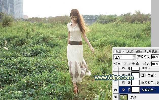 ‘Photoshop调出大气的暗调晨曦色荒草人物图片‘