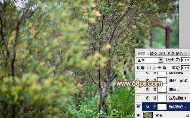 ‘Photoshop为树丛中的美女图片调制出小清新粉红色的详细教程‘