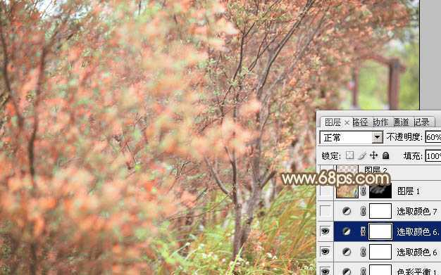 ‘Photoshop为树丛中的美女图片调制出小清新粉红色的详细教程‘