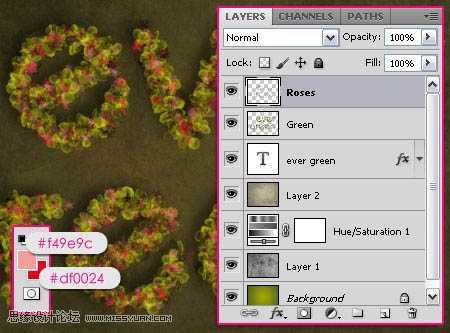 ‘photoshop利用画笔设计制作出梦幻漂亮的彩色花环艺术字‘