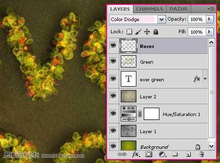 ‘photoshop利用画笔设计制作出梦幻漂亮的彩色花环艺术字‘