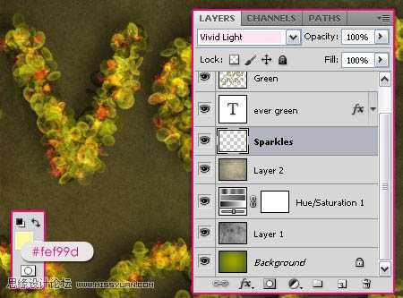 ‘photoshop利用画笔设计制作出梦幻漂亮的彩色花环艺术字‘