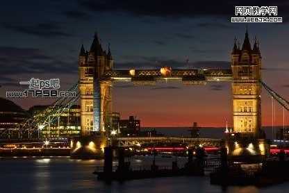 ‘Photoshop将伦敦桥夜景图片制作出移轴镜头特效图片效果实例教程‘