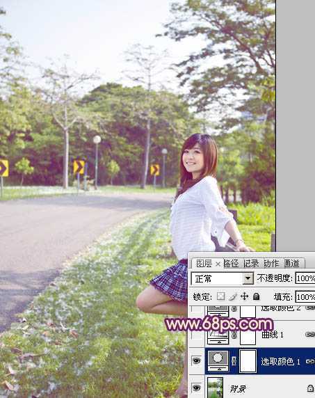 ‘Photoshop将夏季外景图片转成漂亮的秋季暖色效果‘
