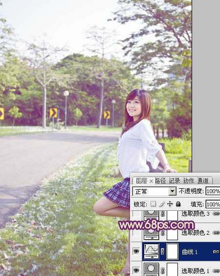 ‘Photoshop将夏季外景图片转成漂亮的秋季暖色效果‘