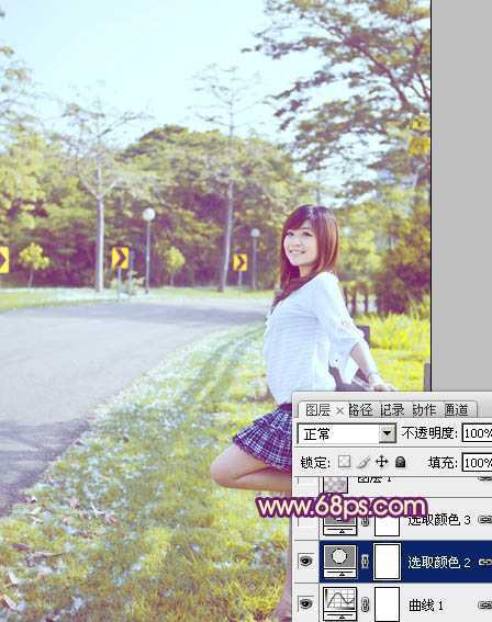 ‘Photoshop将夏季外景图片转成漂亮的秋季暖色效果‘