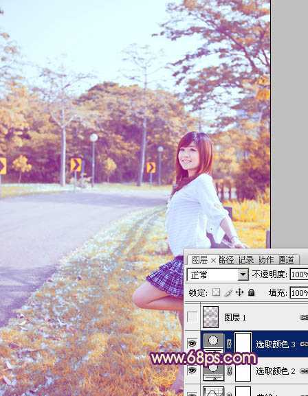 ‘Photoshop将夏季外景图片转成漂亮的秋季暖色效果‘