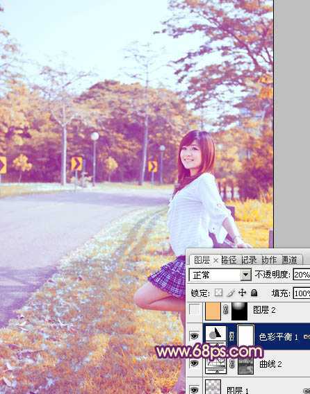‘Photoshop将夏季外景图片转成漂亮的秋季暖色效果‘