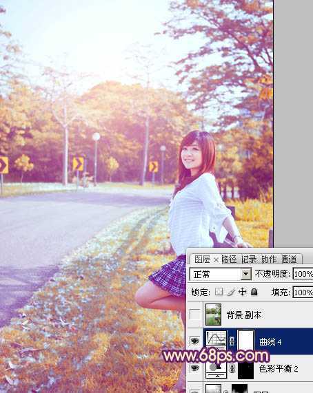‘Photoshop将夏季外景图片转成漂亮的秋季暖色效果‘