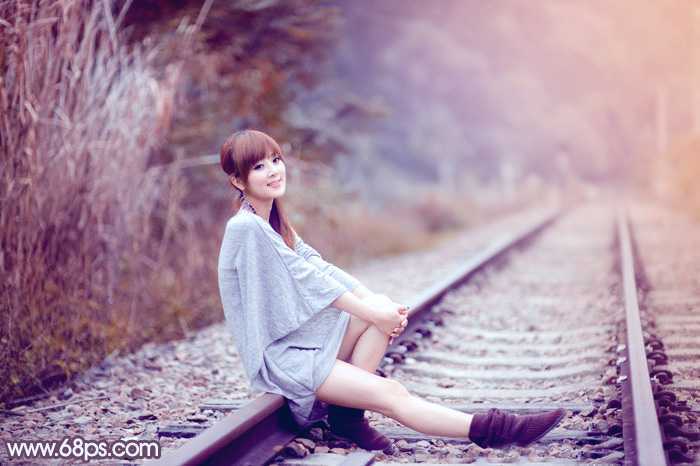 ‘Photoshop为外景人物图片调制出唯美的冬季冷调阳光色‘