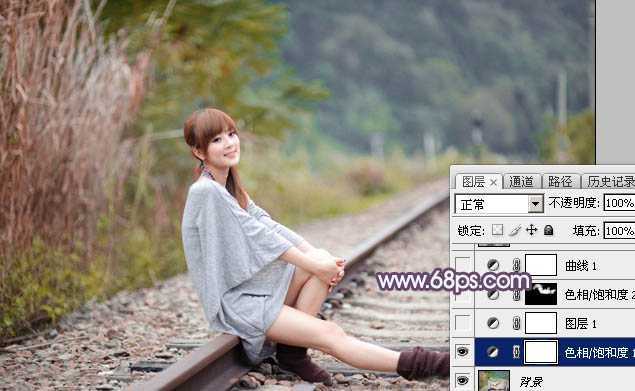 ‘Photoshop为外景人物图片调制出唯美的冬季冷调阳光色‘