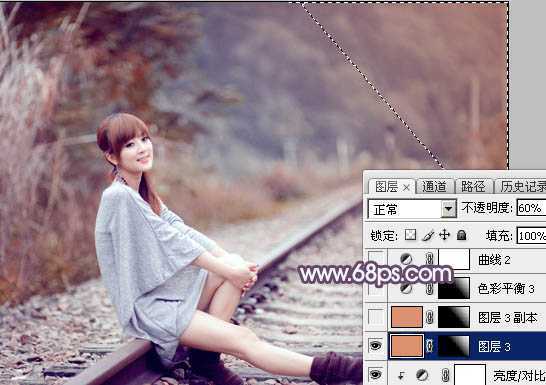 ‘Photoshop为外景人物图片调制出唯美的冬季冷调阳光色‘