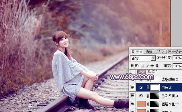 ‘Photoshop为外景人物图片调制出唯美的冬季冷调阳光色‘