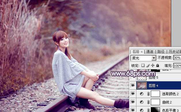 ‘Photoshop为外景人物图片调制出唯美的冬季冷调阳光色‘
