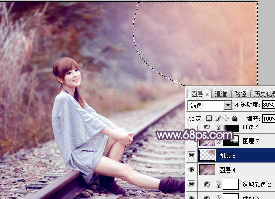 ‘Photoshop为外景人物图片调制出唯美的冬季冷调阳光色‘