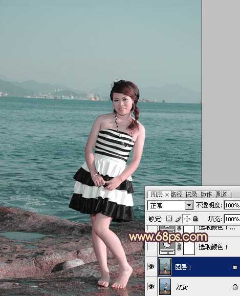 ‘Photoshop将海景人物图片打造非常柔美的淡褐色‘