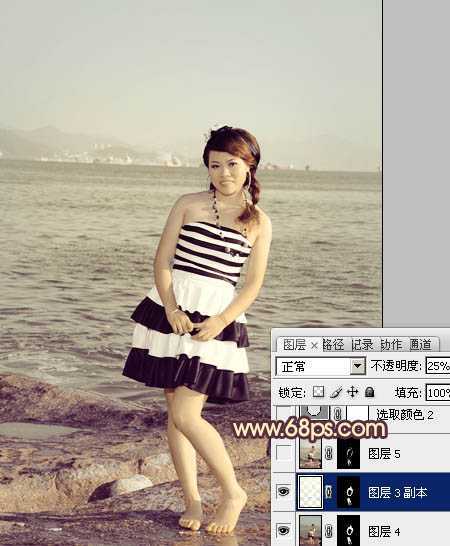 ‘Photoshop将海景人物图片打造非常柔美的淡褐色‘