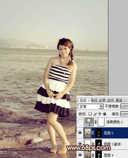 ‘Photoshop将海景人物图片打造非常柔美的淡褐色‘