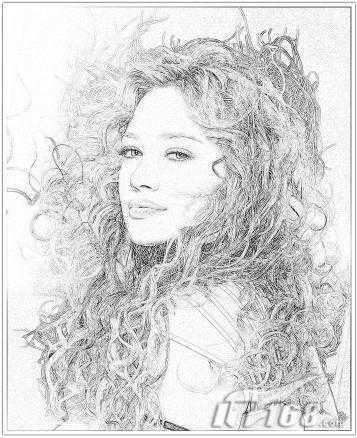 ‘PS水彩教程:打造水彩素描的真人美女头像图片‘