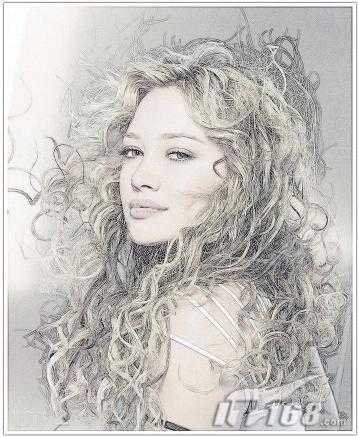 ‘PS水彩教程:打造水彩素描的真人美女头像图片‘