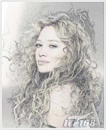 ‘PS水彩教程:打造水彩素描的真人美女头像图片‘