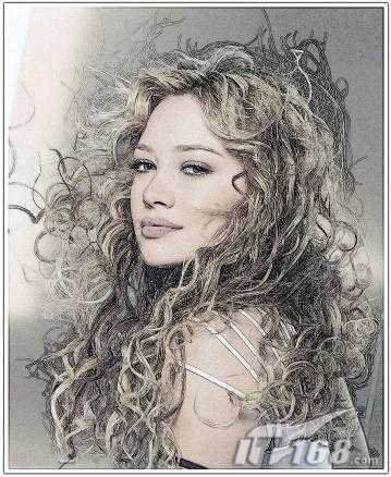 ‘PS水彩教程:打造水彩素描的真人美女头像图片‘