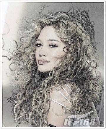 ‘PS水彩教程:打造水彩素描的真人美女头像图片‘