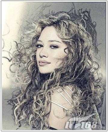 ‘PS水彩教程:打造水彩素描的真人美女头像图片‘