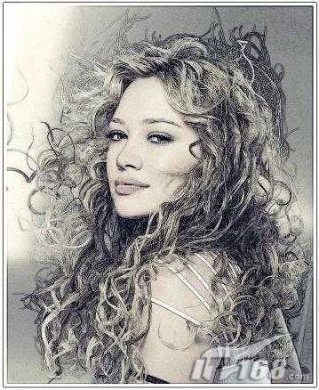 ‘PS水彩教程:打造水彩素描的真人美女头像图片‘