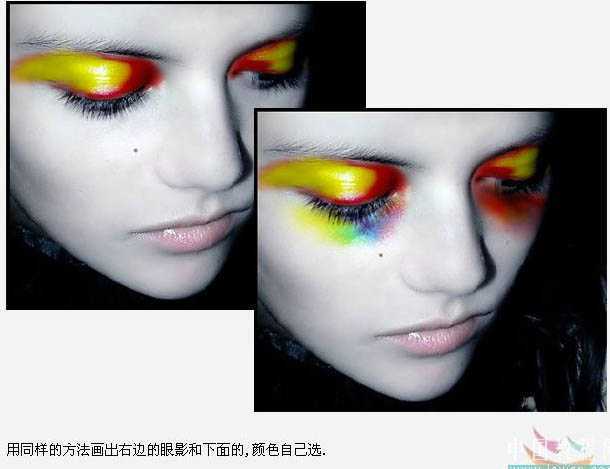 ‘Photoshop为美女脸部加上鲜艳的彩妆‘