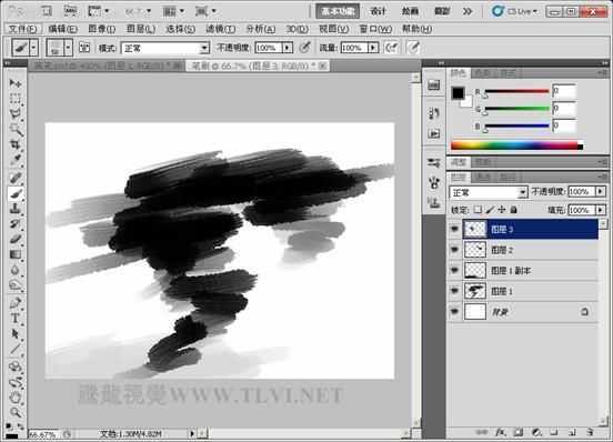‘ps下用自定义画笔制作水墨背景‘