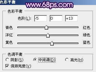 ‘Photoshop树林人物图片调制出流行的淡雅柔美的日韩粉蓝色效果‘