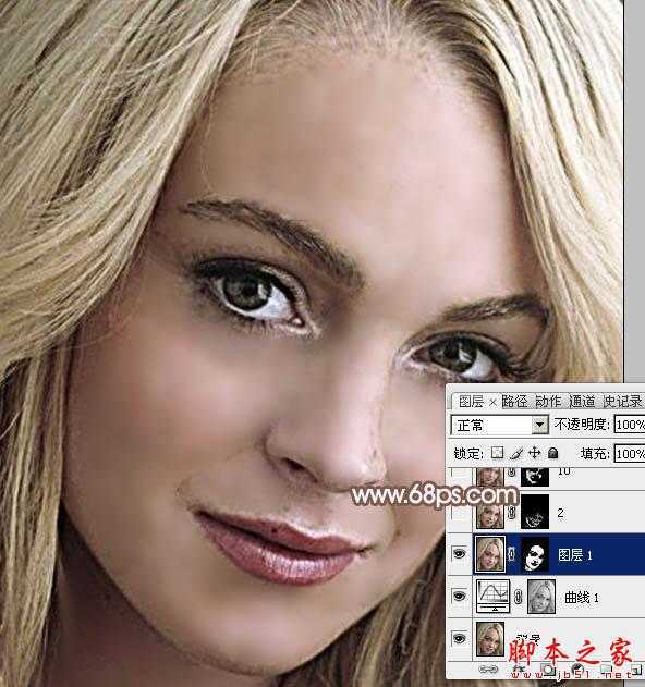 ‘photoshop利用高斯模糊滤镜将满脸雀斑人物光滑磨皮教程‘