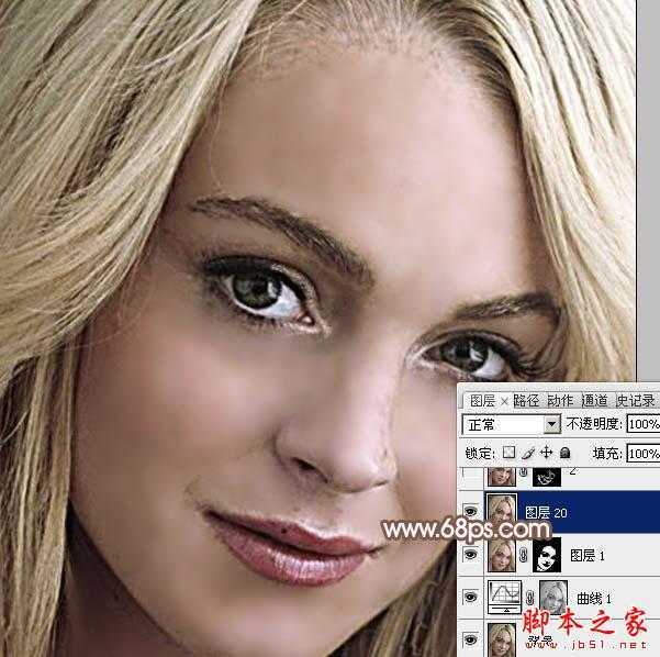 ‘photoshop利用高斯模糊滤镜将满脸雀斑人物光滑磨皮教程‘