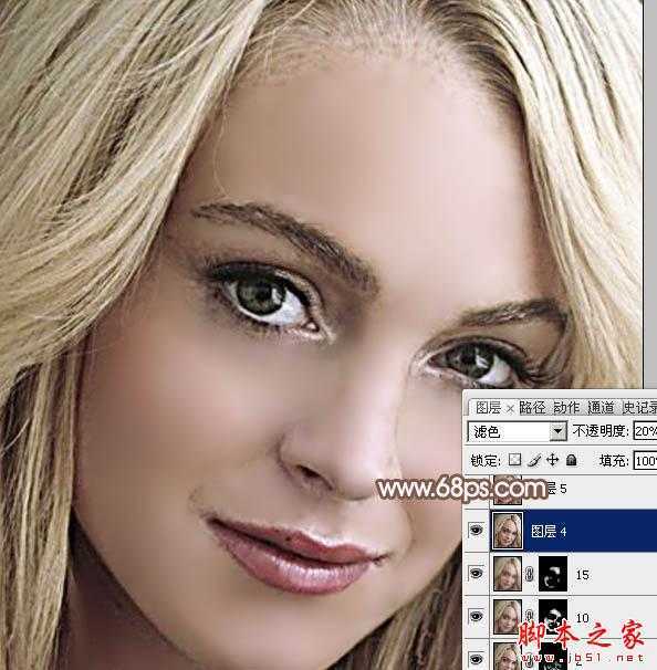 ‘photoshop利用高斯模糊滤镜将满脸雀斑人物光滑磨皮教程‘