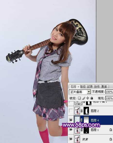 ‘Photoshop为室内美女图片增加上可爱的淡蓝色效果‘