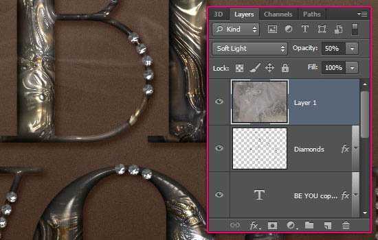 ‘Photoshop制作华丽的镶宝石金属字效果‘