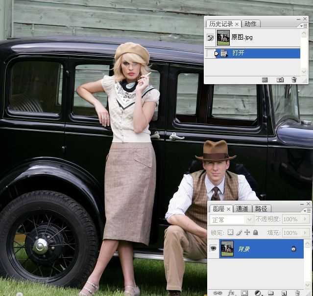‘Photoshop将人像照片调出复古的淡黄色效果‘