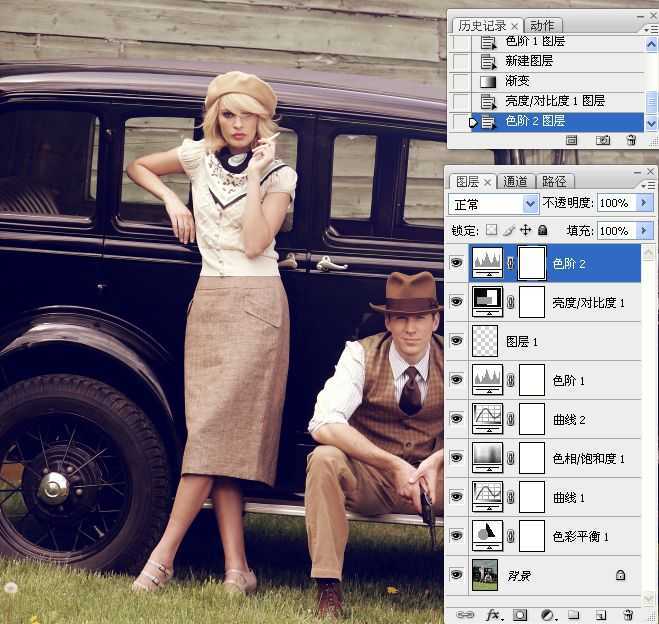 ‘Photoshop将人像照片调出复古的淡黄色效果‘