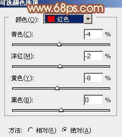 ‘Photoshop将树林中的美女图片增加上秋季柔美的橙红色效果‘