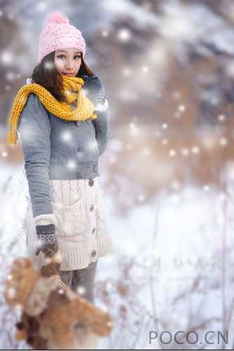 ‘Photoshop快速为雪景图片加上梦幻的装饰元素‘