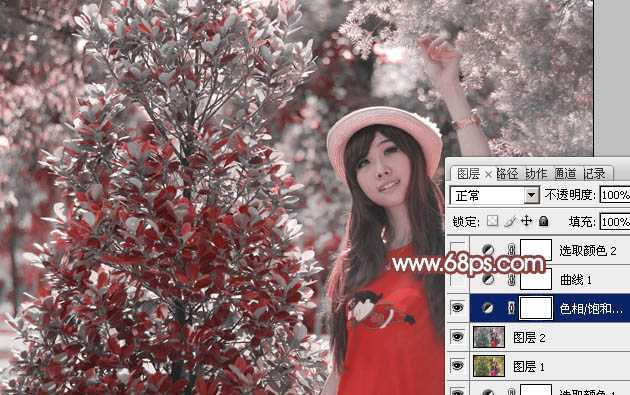 ‘photoshop利用通道替换打造出唯美的淡调紫红色外景人物‘