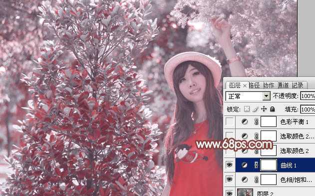 ‘photoshop利用通道替换打造出唯美的淡调紫红色外景人物‘