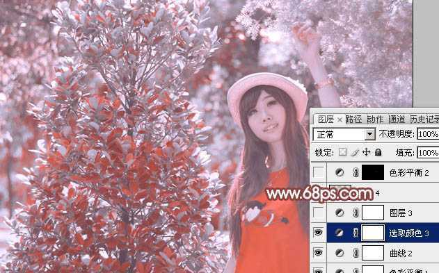 ‘photoshop利用通道替换打造出唯美的淡调紫红色外景人物‘