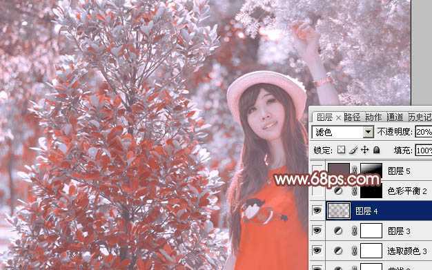 ‘photoshop利用通道替换打造出唯美的淡调紫红色外景人物‘