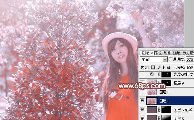 ‘photoshop利用通道替换打造出唯美的淡调紫红色外景人物‘