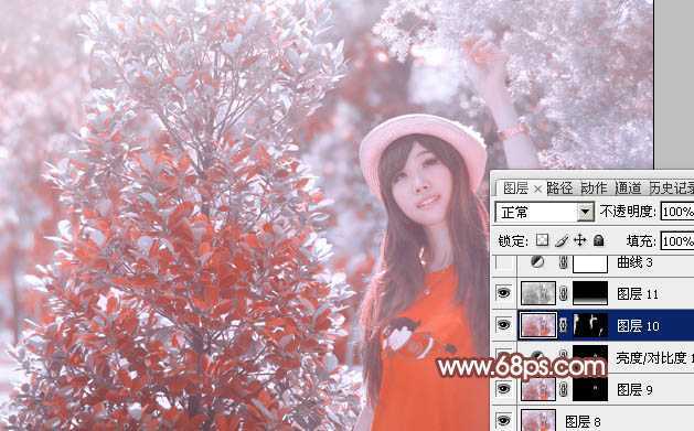 ‘photoshop利用通道替换打造出唯美的淡调紫红色外景人物‘