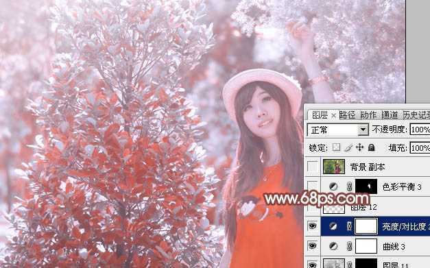 ‘photoshop利用通道替换打造出唯美的淡调紫红色外景人物‘