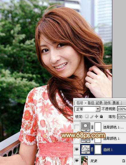 ‘Photoshop为外景人物图片增加上流行的韩系红褐色效果‘